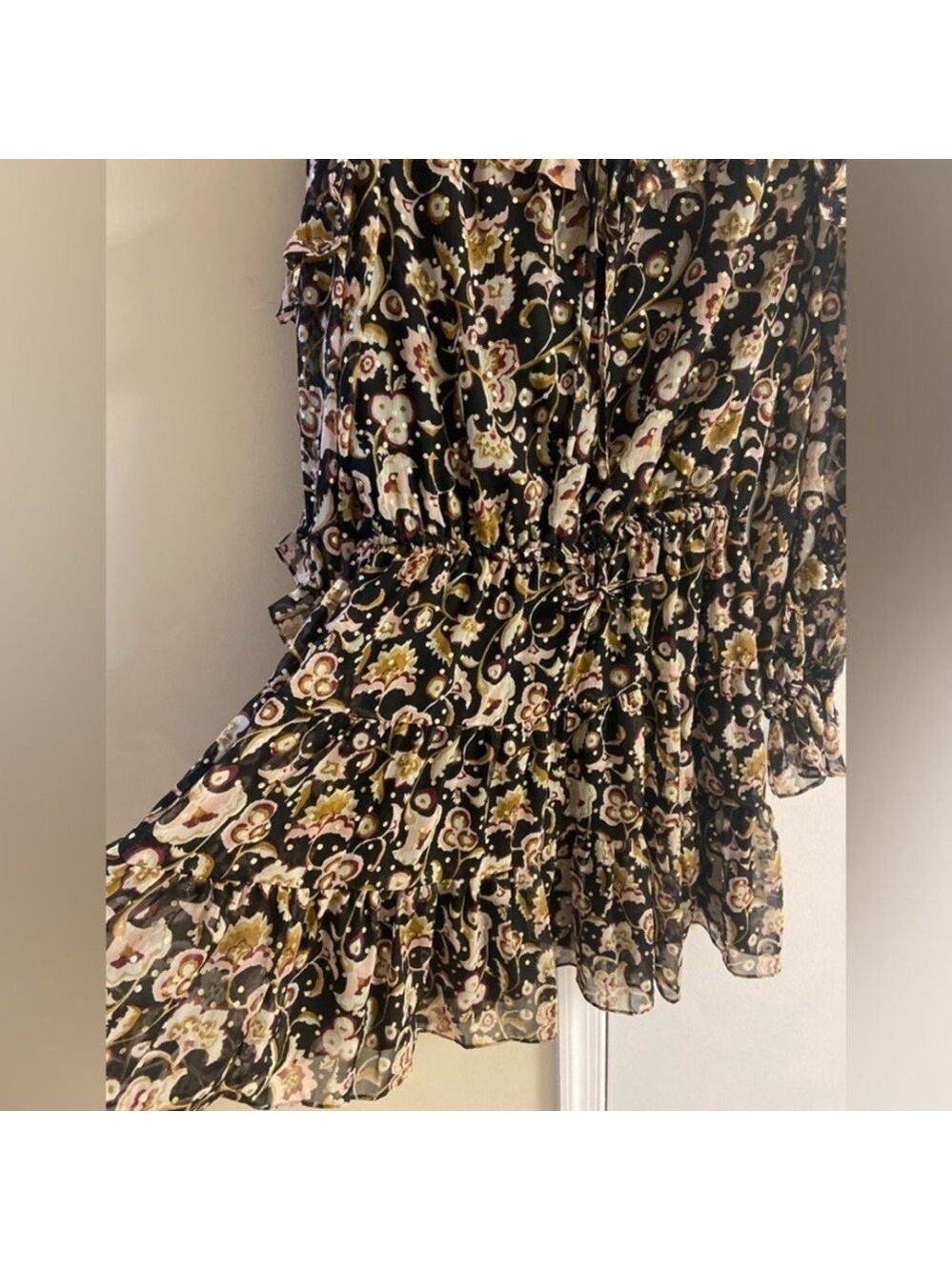 1. State Floral Black Dress mini ruffled might out Medium NWT - Picture 10 of 12